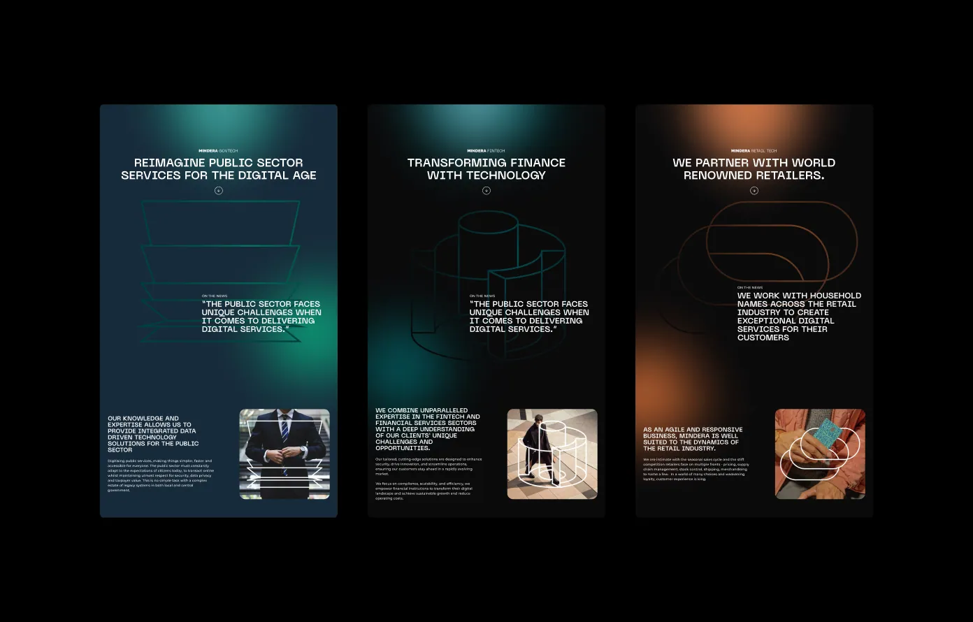 Mindera industries website pages